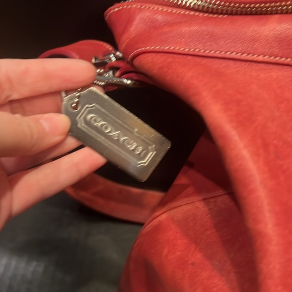 Vintage Red Leather COACH Duffel Sac Messenger Style Bag - Picture 2 of 11